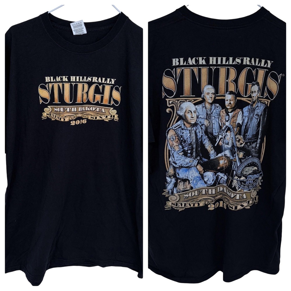 Black Sturgis Bike Rally 2016 South Dakota‎ T Shirt XL Mt Rushmore Presidents